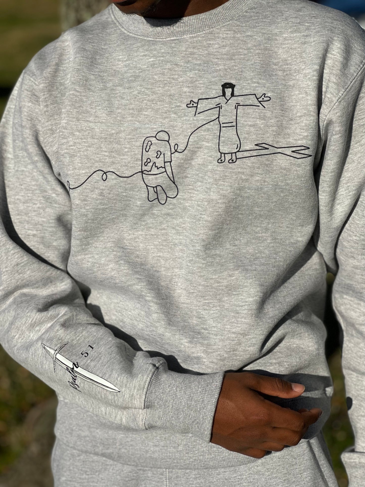 Psalms 51 Line Drawing Crewneck